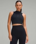 Women’s Mock-Neck Front-Zip Athletic Crop Top Set - Image 2