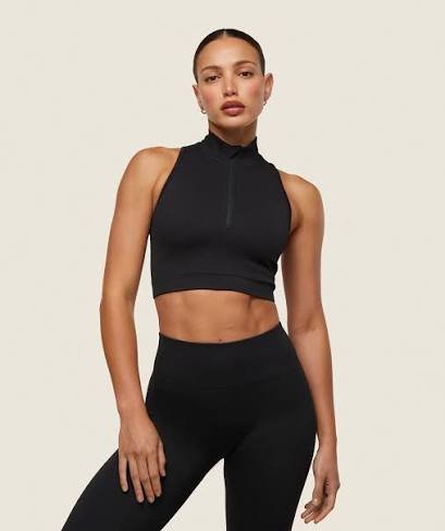 Women’s Mock-Neck Front-Zip Athletic Crop Top Set