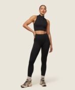 Women’s Mock-Neck Front-Zip Athletic Crop Top Set - Image 4