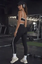Women’s Cross-Waistband Contrast Piping Activewear Set - Image 4