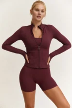 Women’s 3-Piece Seamless Activewear Set (Jacket, Sports Bra & Biker Shorts) - Image 2