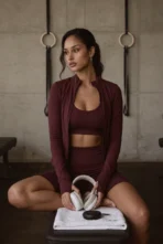 Women’s 3-Piece Seamless Activewear Set (Jacket, Sports Bra & Biker Shorts) - Image 6
